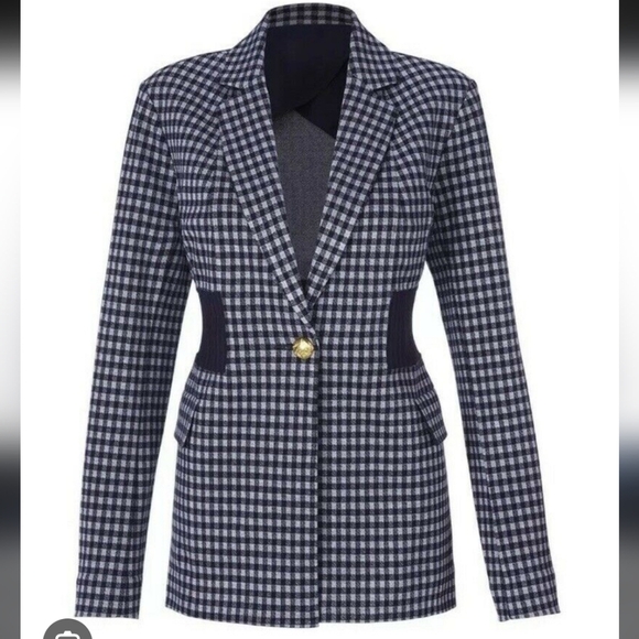 CAbi Navy and White Checkered Blazer - Picture 1 of 3
